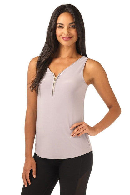 Sleeveless Business Casual Top with Front Zipper