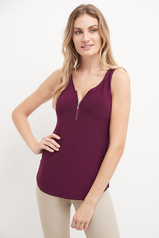 Sleeveless Business Casual Top with Front Zipper
